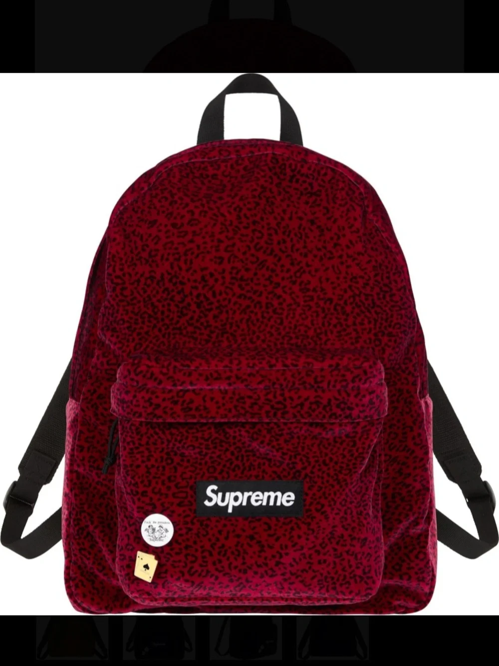 Supreme Red Leopard Velvet Backpack